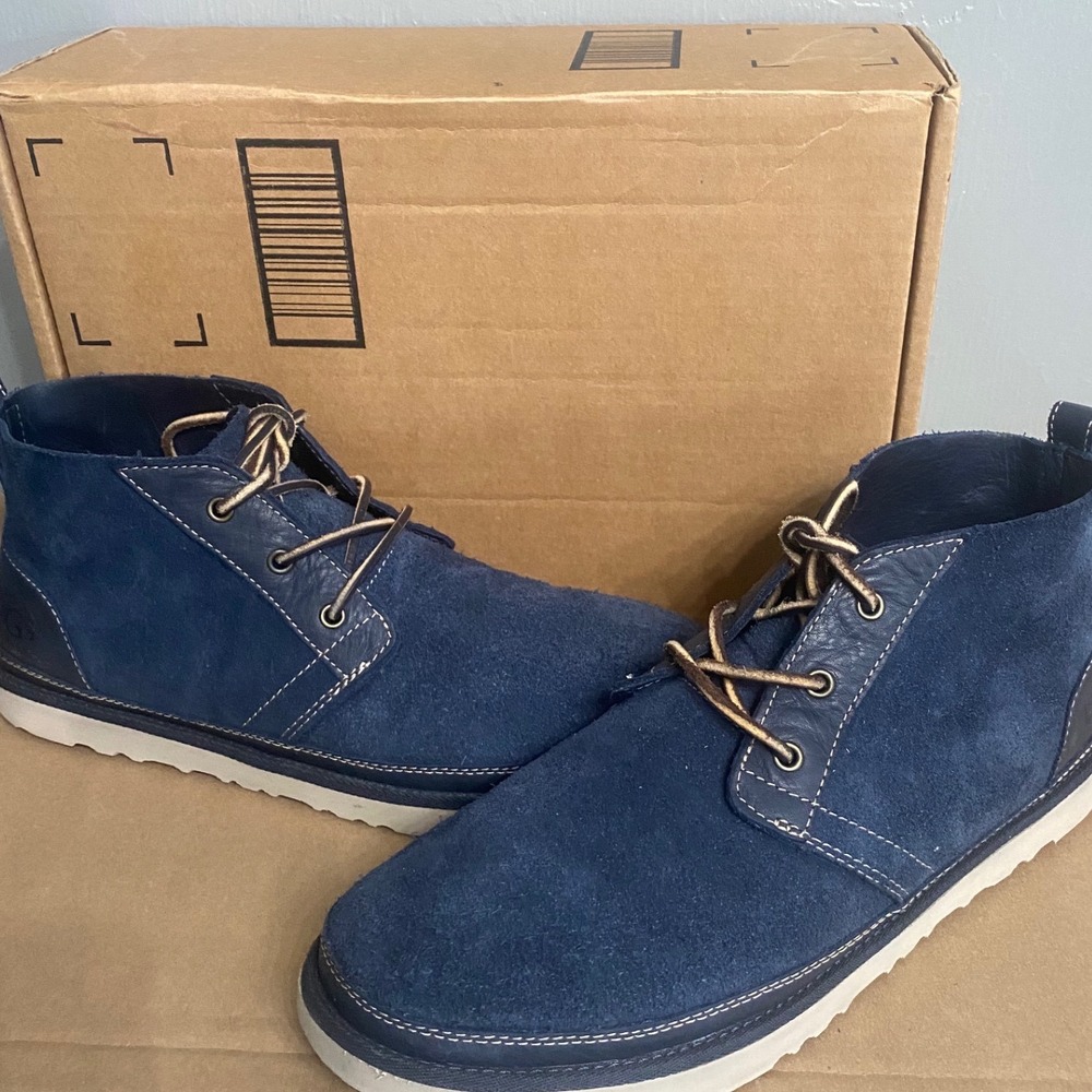 UGG Neumel Navy Blue Suede Leather Chukka Boots Mens 11 1020369